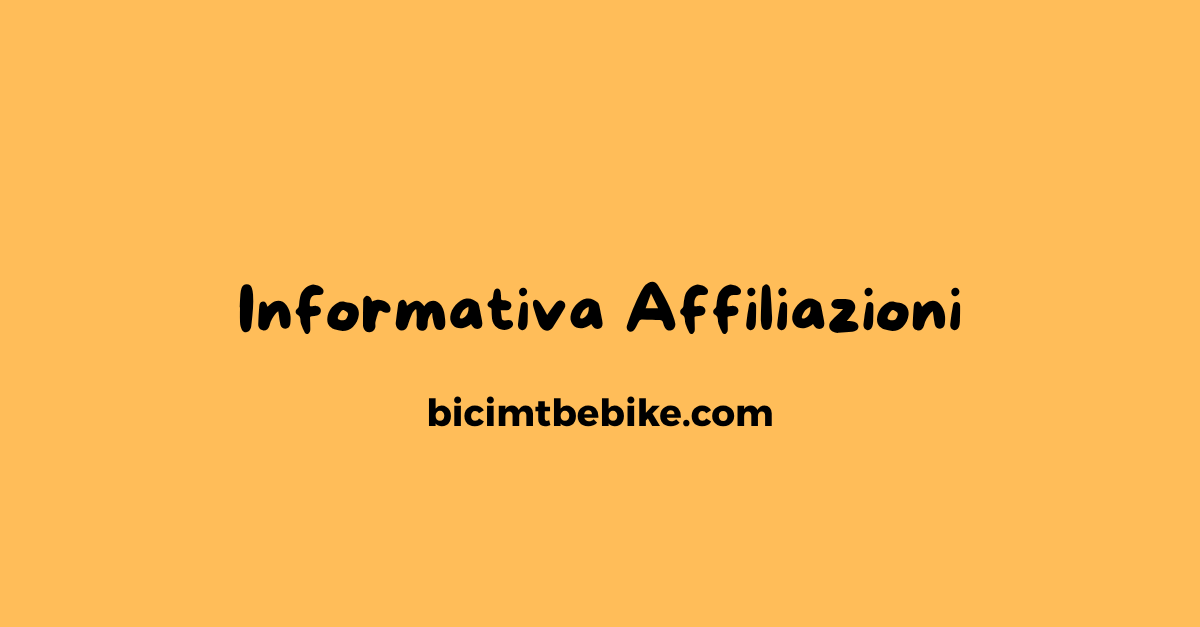 Informativa Affiliazioni: scritta in nero su sfondo arancione